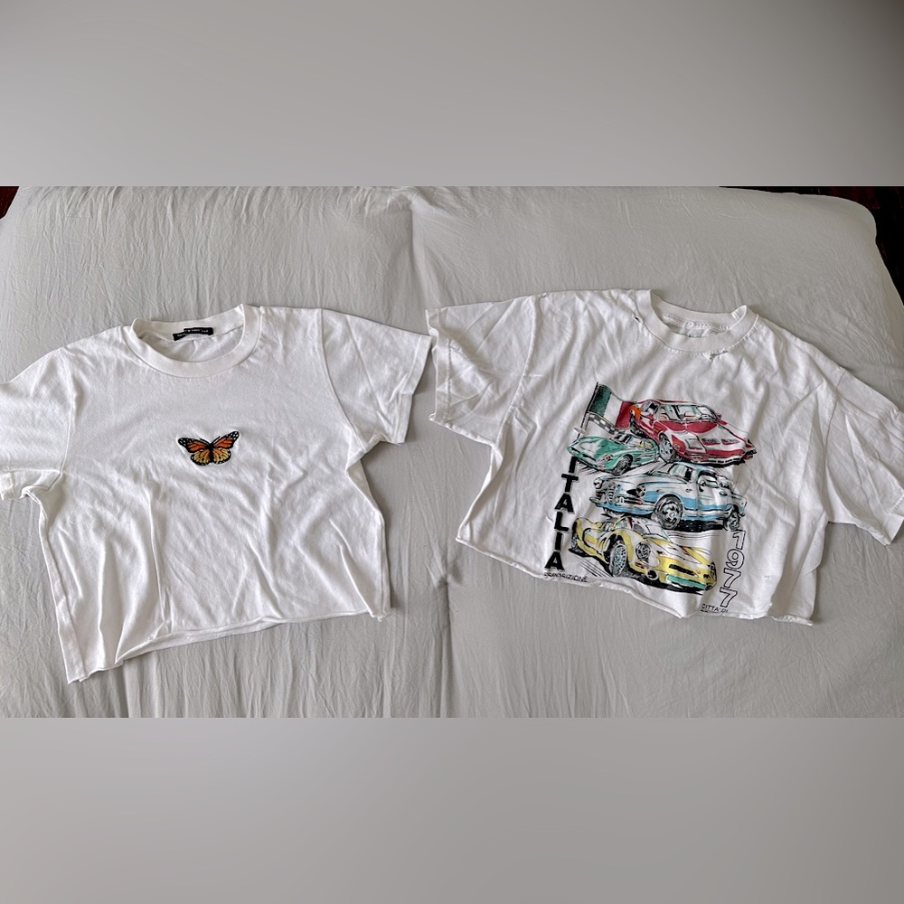Set of 2 Brandy Melville Cropped Graphic Tees